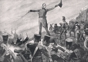 General Crawford Giving the Word of Command for the 43rd and 52nd Regiments to Advance, Illustration from 